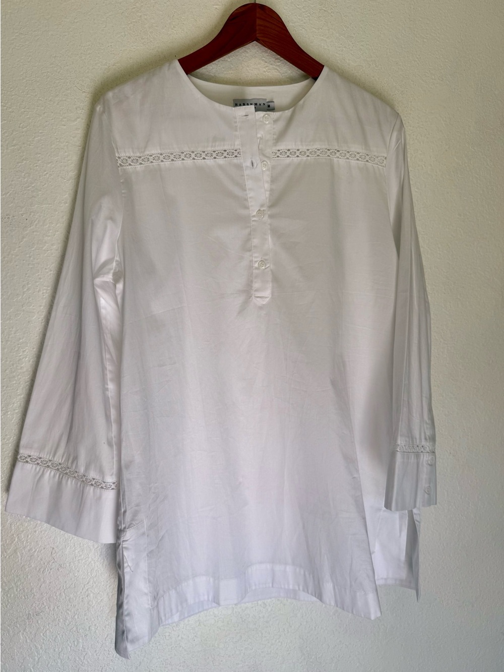Perfect like new Harshman Boxy tunic Popover white 100% cotton Shirt medium - Picture 5 of 12